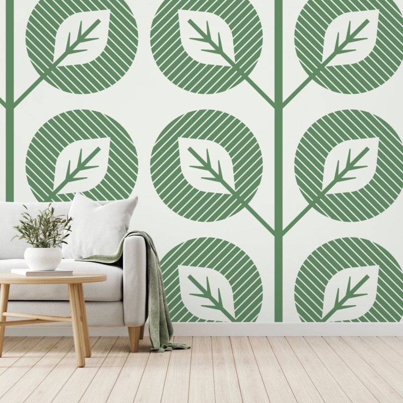Fototapete grünes geometrisches blattmuster – Wallnifity®