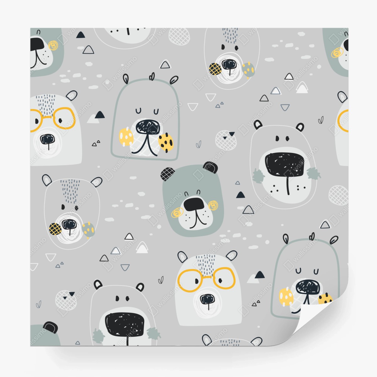 Fototapete verspieltes bärenmuster für kinderzimmer – Wallnifity®