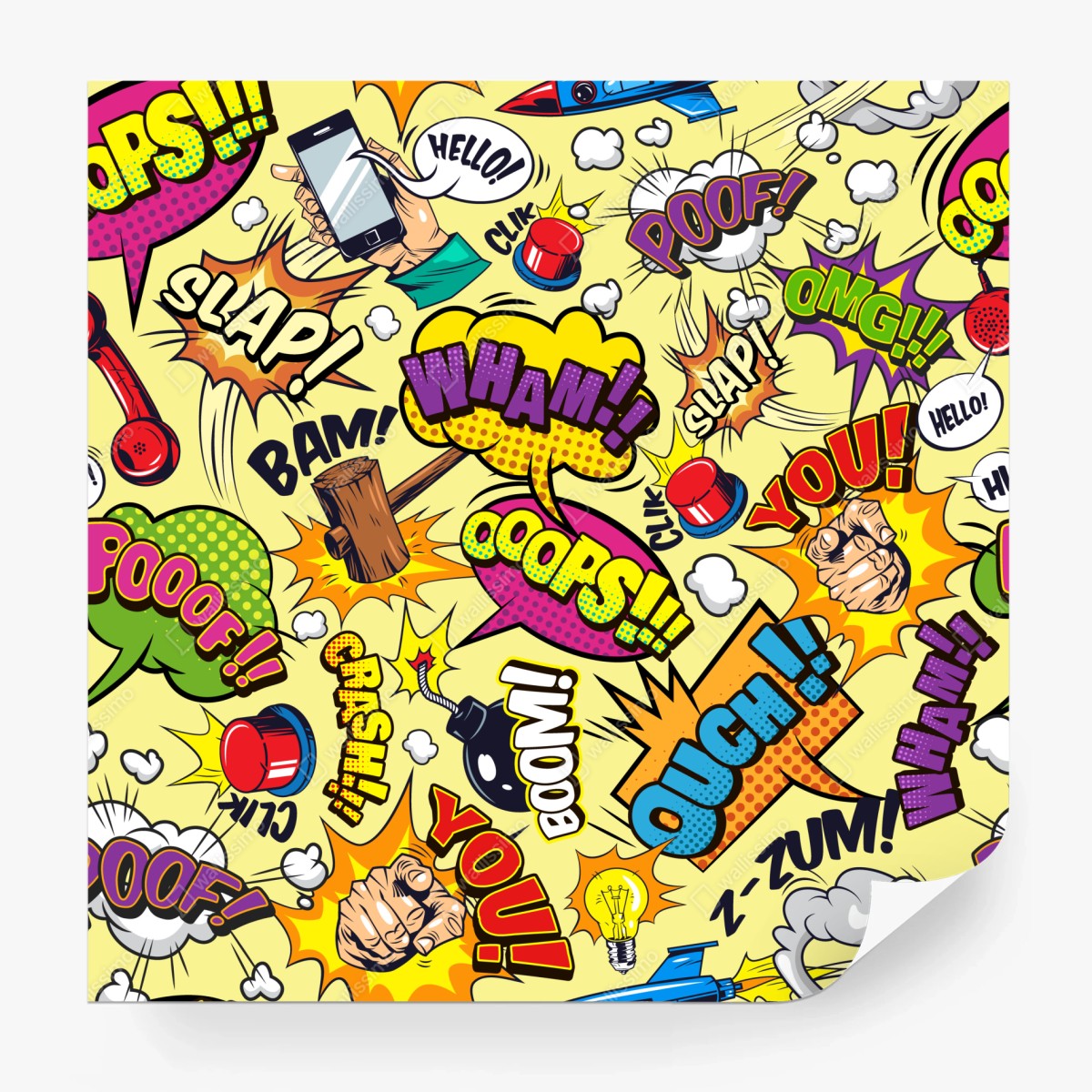 Fototapete retro pop-art comic collage – Wallnifity®