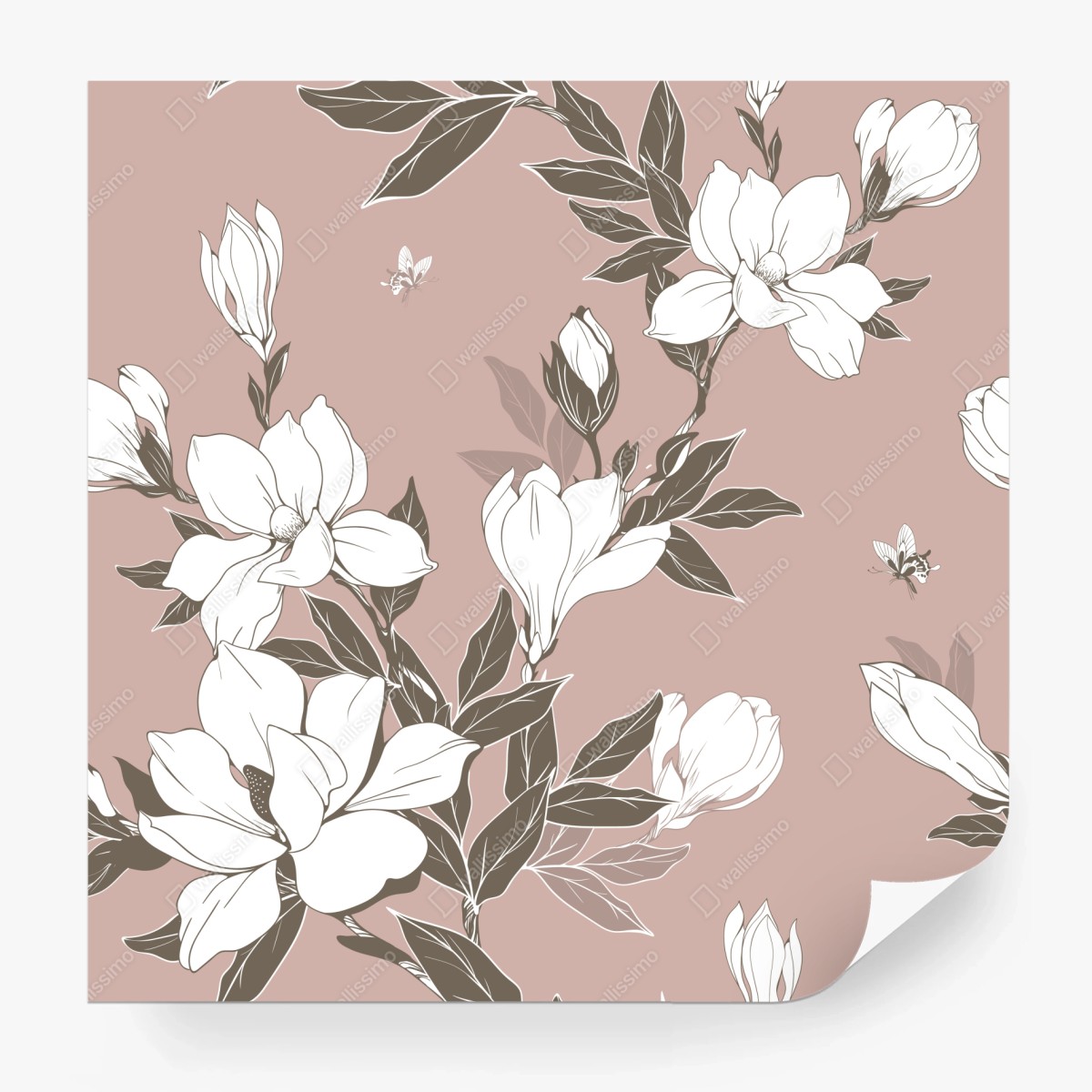 Fototapete zartes magnolienmuster – Wallnifity®