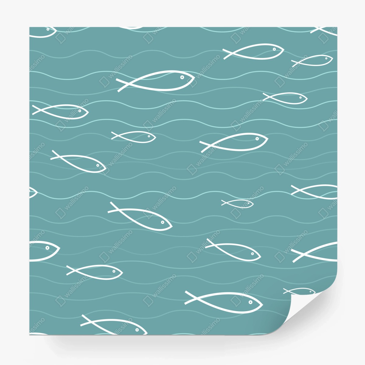Fototapete türkis fischmuster – Wallnifity®
