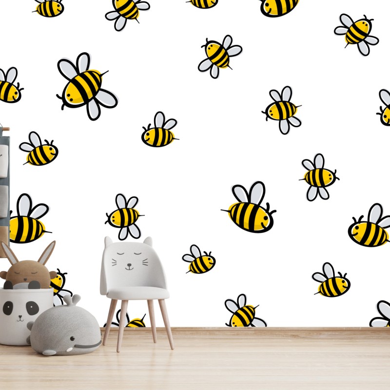 Fototapete verspieltes bienenmuster für kinderzimmer – Wallnifity®