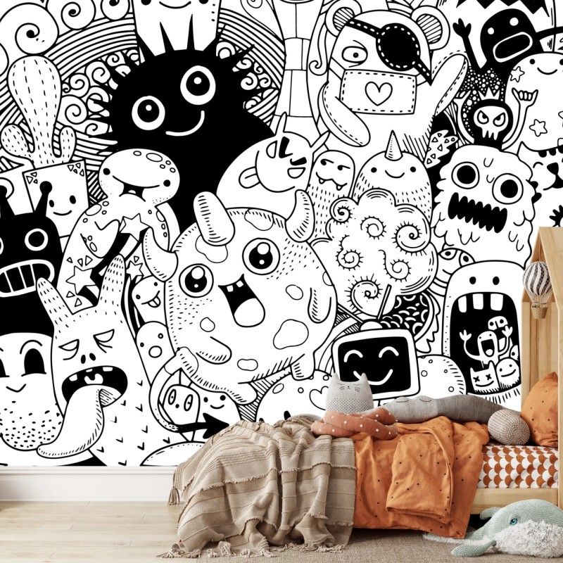Fototapete verspielte monster-zeichnung – Wallnifity®