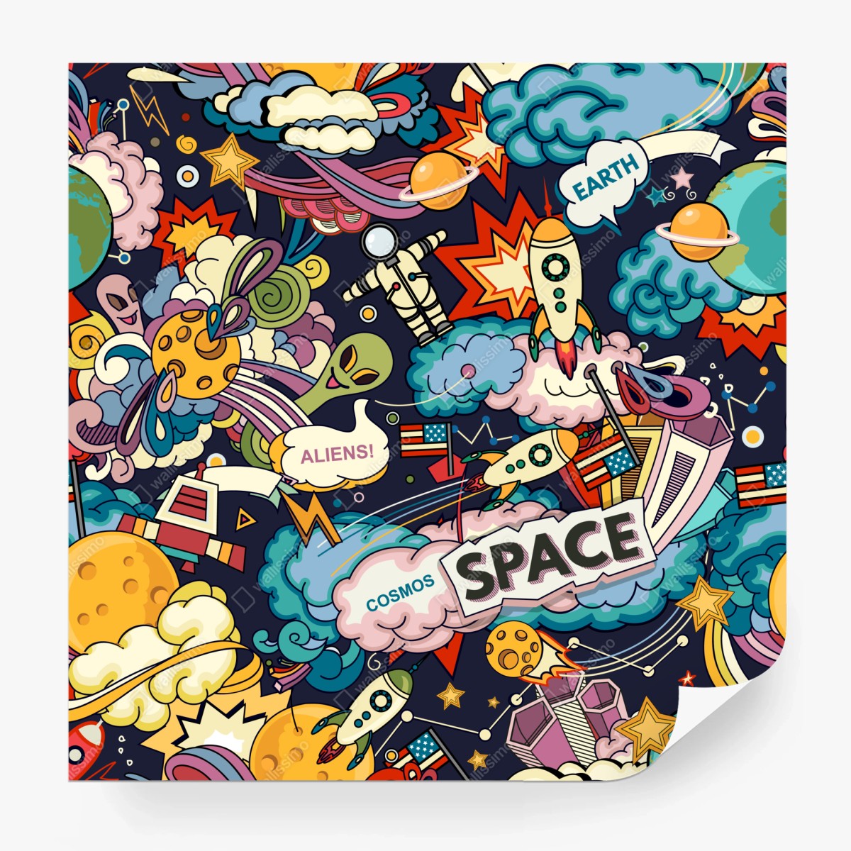 Fototapete bunte kosmische weltraum-collage – Wallnifity®