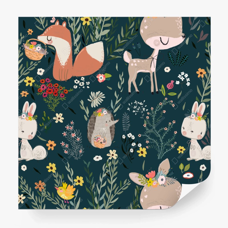 Fototapete ruhiger grüner steg durch schilfland zur rustikalen hütte – Wallnifity®