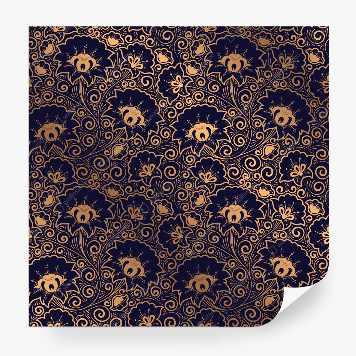 Fototapete luxuriöses goldenes blumenmuster auf dunklem hintergrund – Wallnifity®