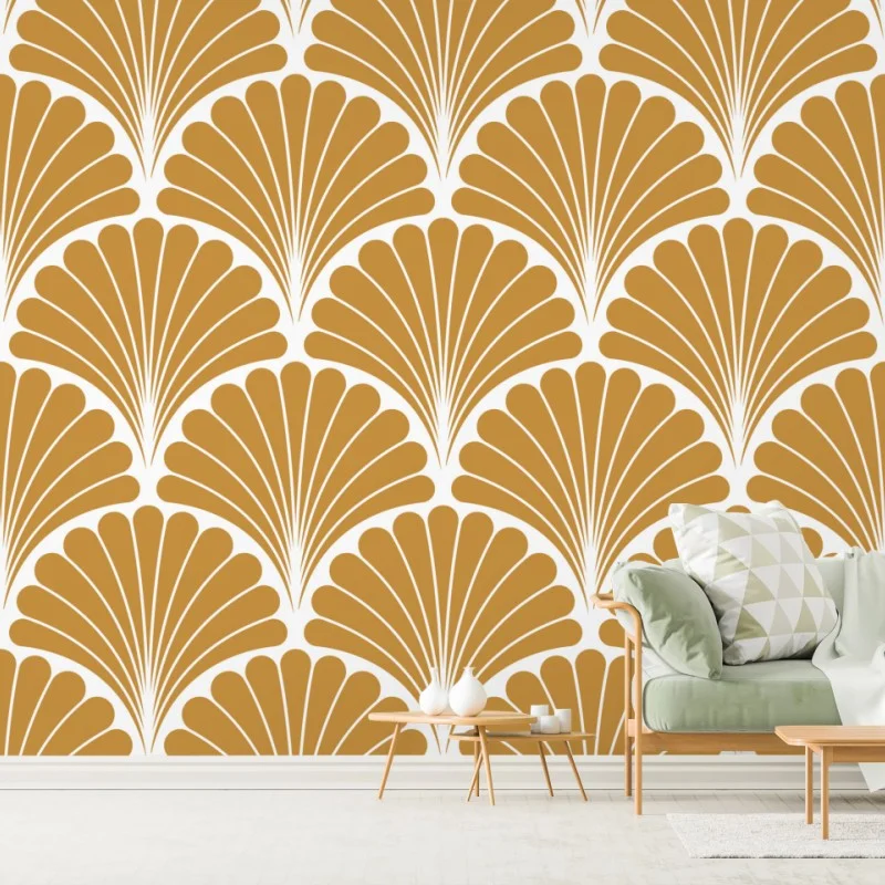 Fototapete goldenes fächermuster im art-deco-stil – Wallnifity®