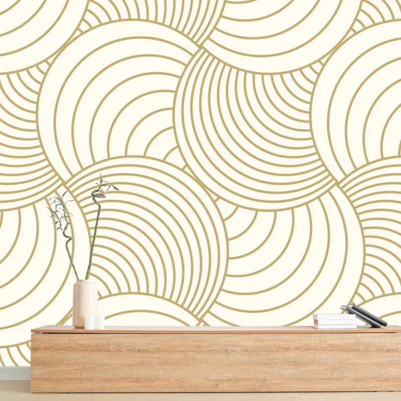 Fototapete goldenes art deco kreismuster – Wallnifity®