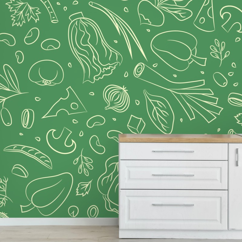 Fototapete grünes gemüsemuster – Wallnifity®
