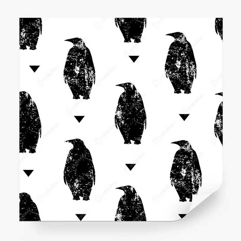 Fototapete schwarzes pinguin-silhouetten-muster