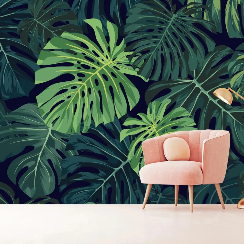 Fototapete tropisches monstera-blattmuster – Wallnifity® Fototapete tropisches monstera-blattmuster – Wallnifity®
