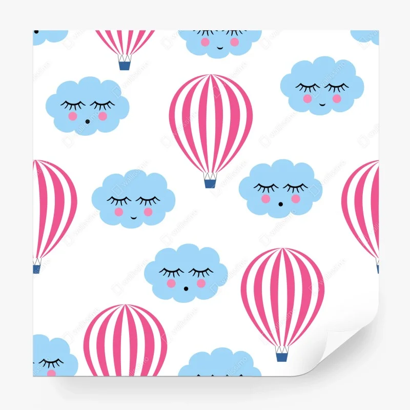 Fototapete pastellwolken und luftballons muster