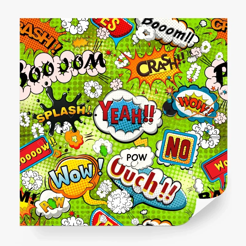 Fototapete lebhafte pop-art-comic-collage