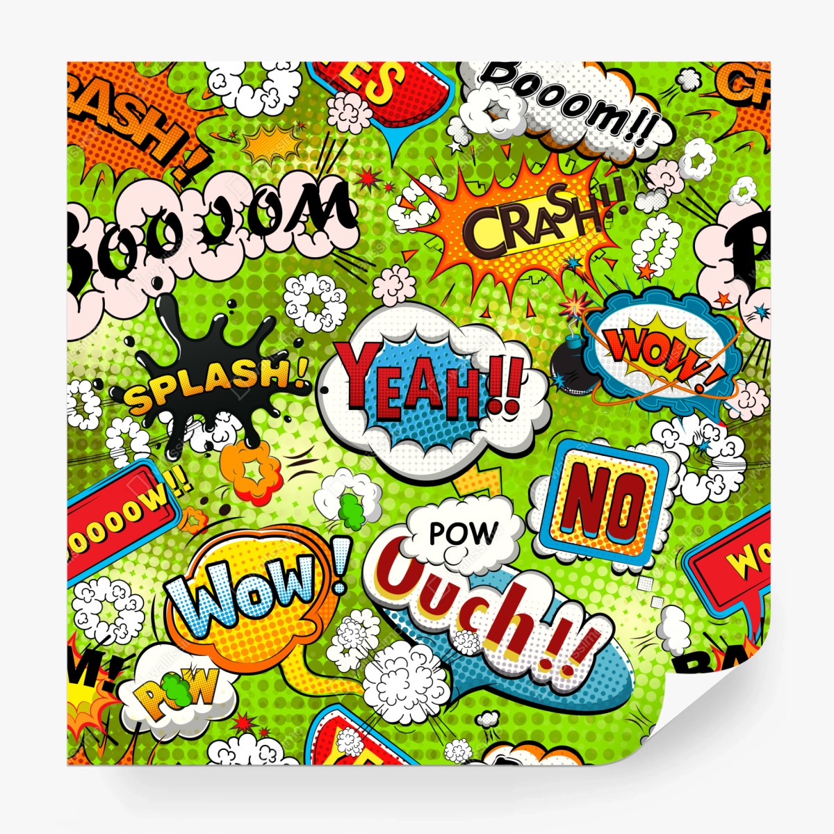 Fototapete lebhafte pop-art-comic-collage – Wallnifity®