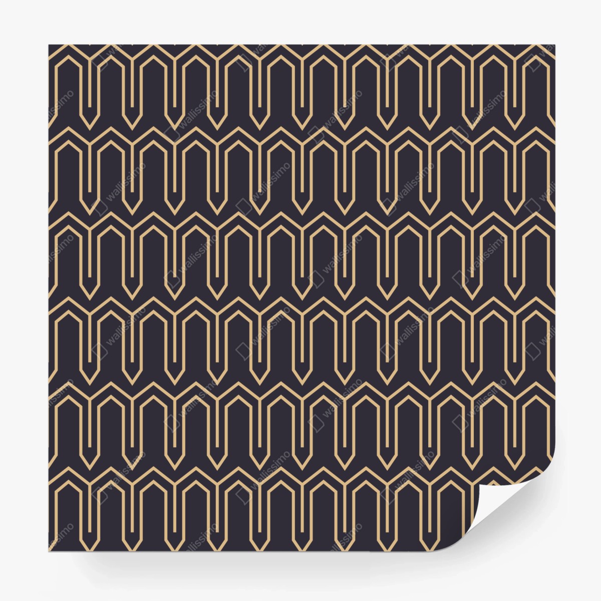 Fototapete art deco geometrisches muster in gold und schwarz – Wallnifity®