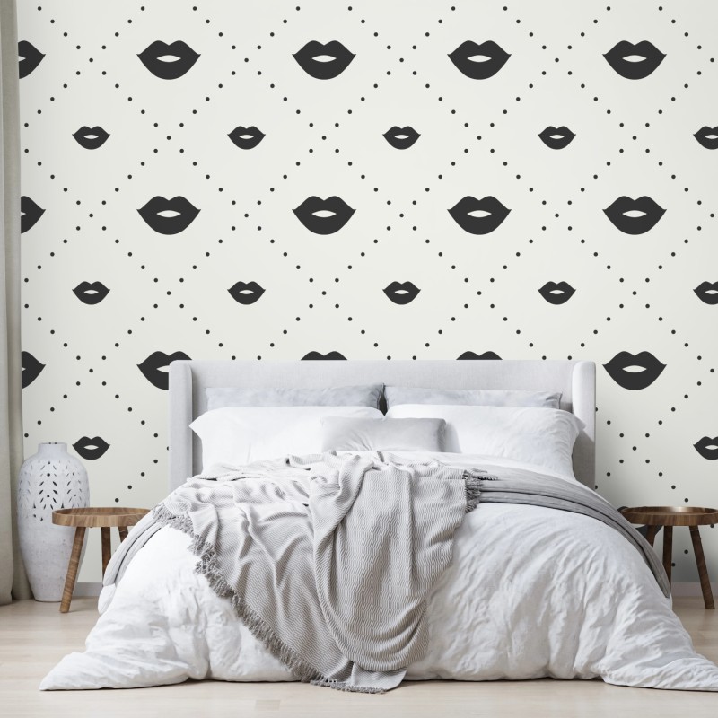 Fototapete minimalistisches monochromes lippenmuster – Wallnifity®