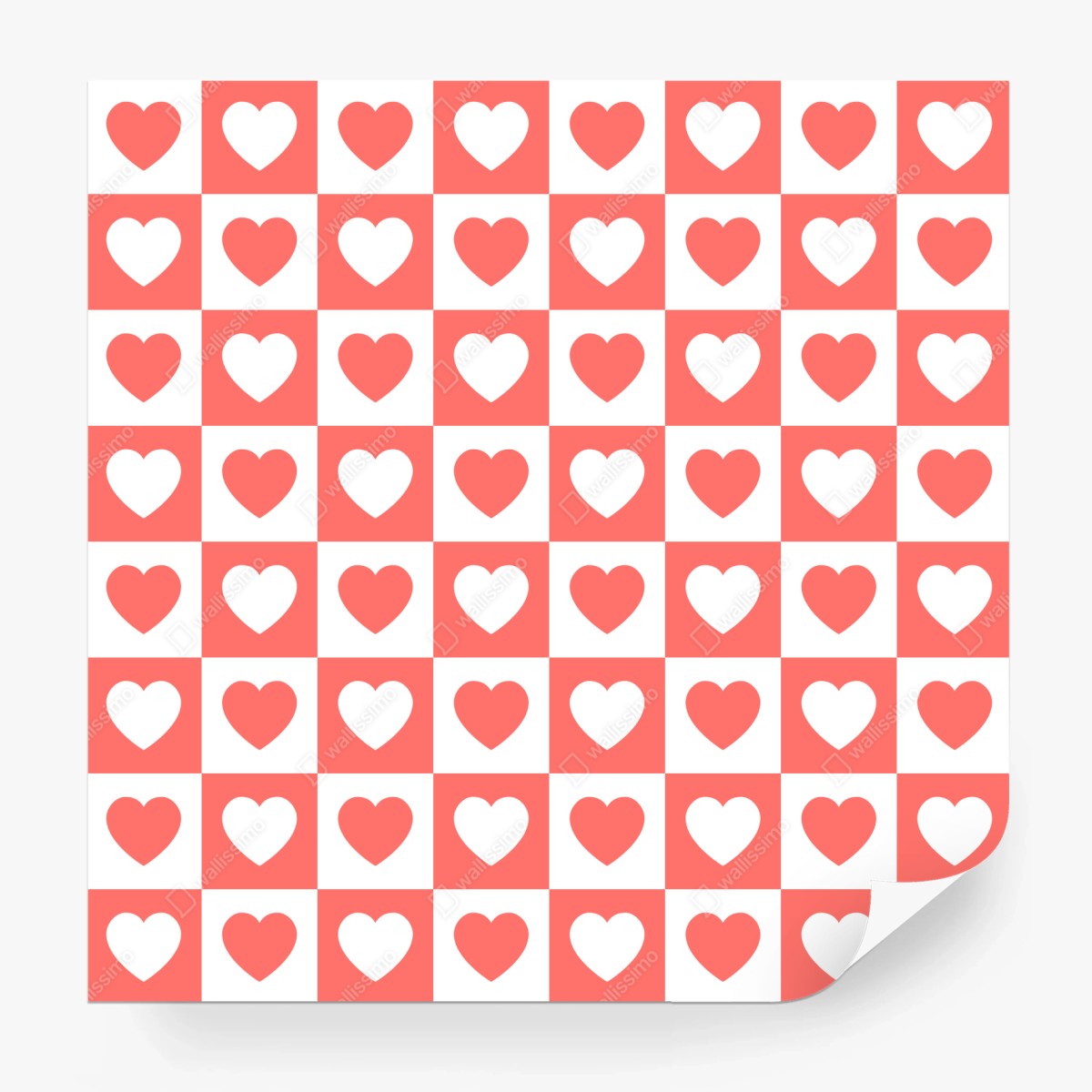 Fototapete rosa herzen schachbrettmuster – Wallnifity®