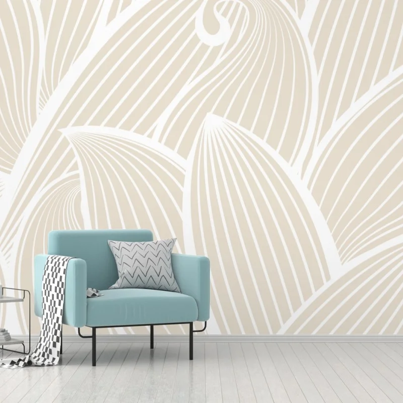 Fototapete zartes beige botanisches muster
