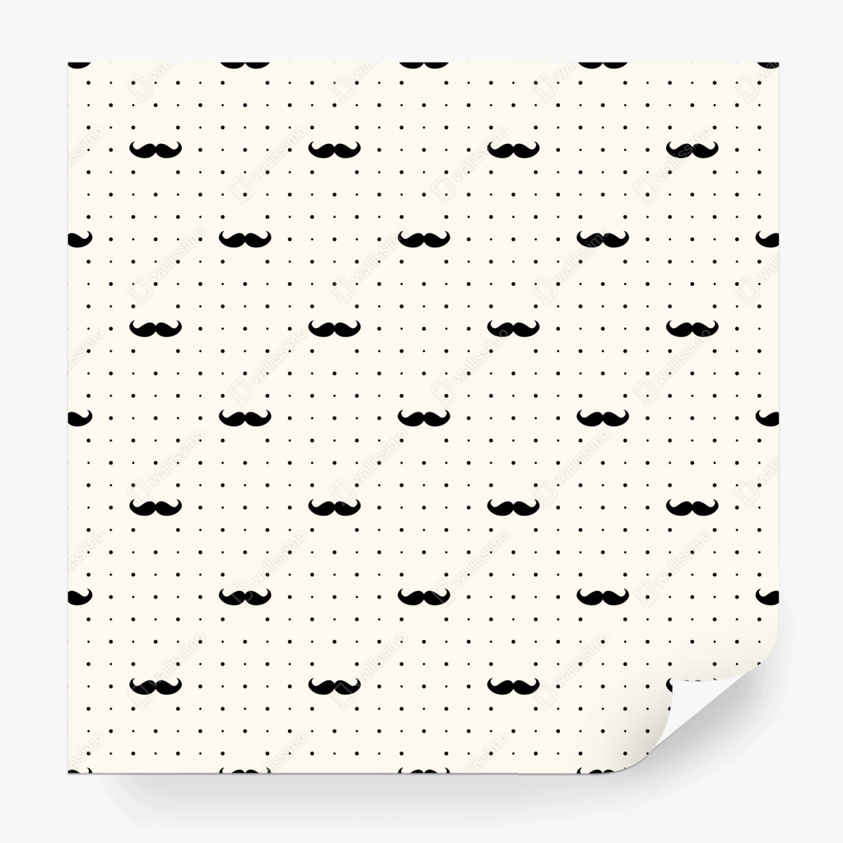 Fototapete schwarzes schnurrbart-muster auf beigem hintergrund – Wallnifity®