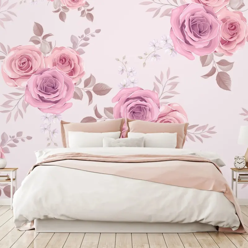 Fototapete zartes rosa rosenmuster