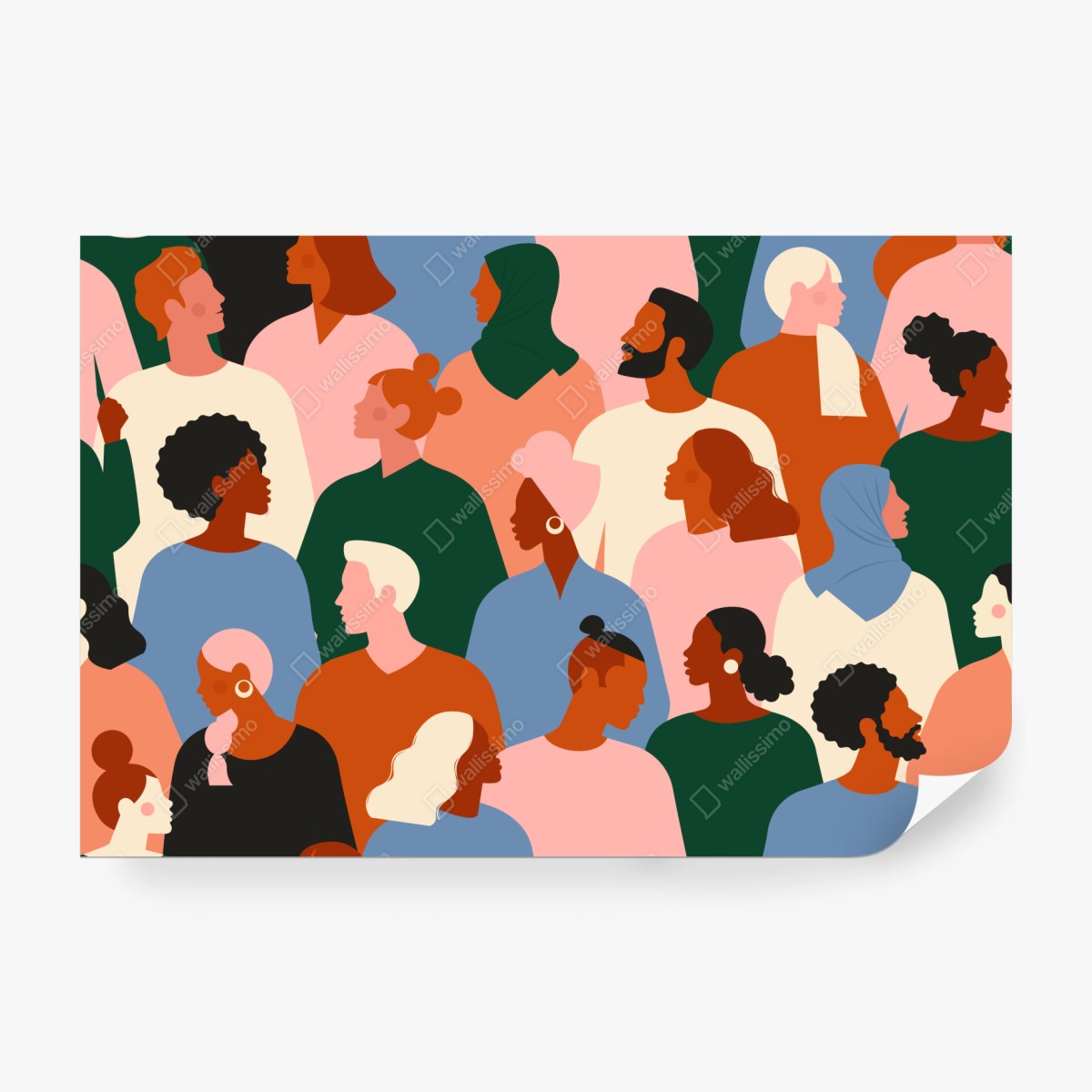 Fototapete muster mit porträts einer vielfältigen gemeinschaft – Wallnifity®