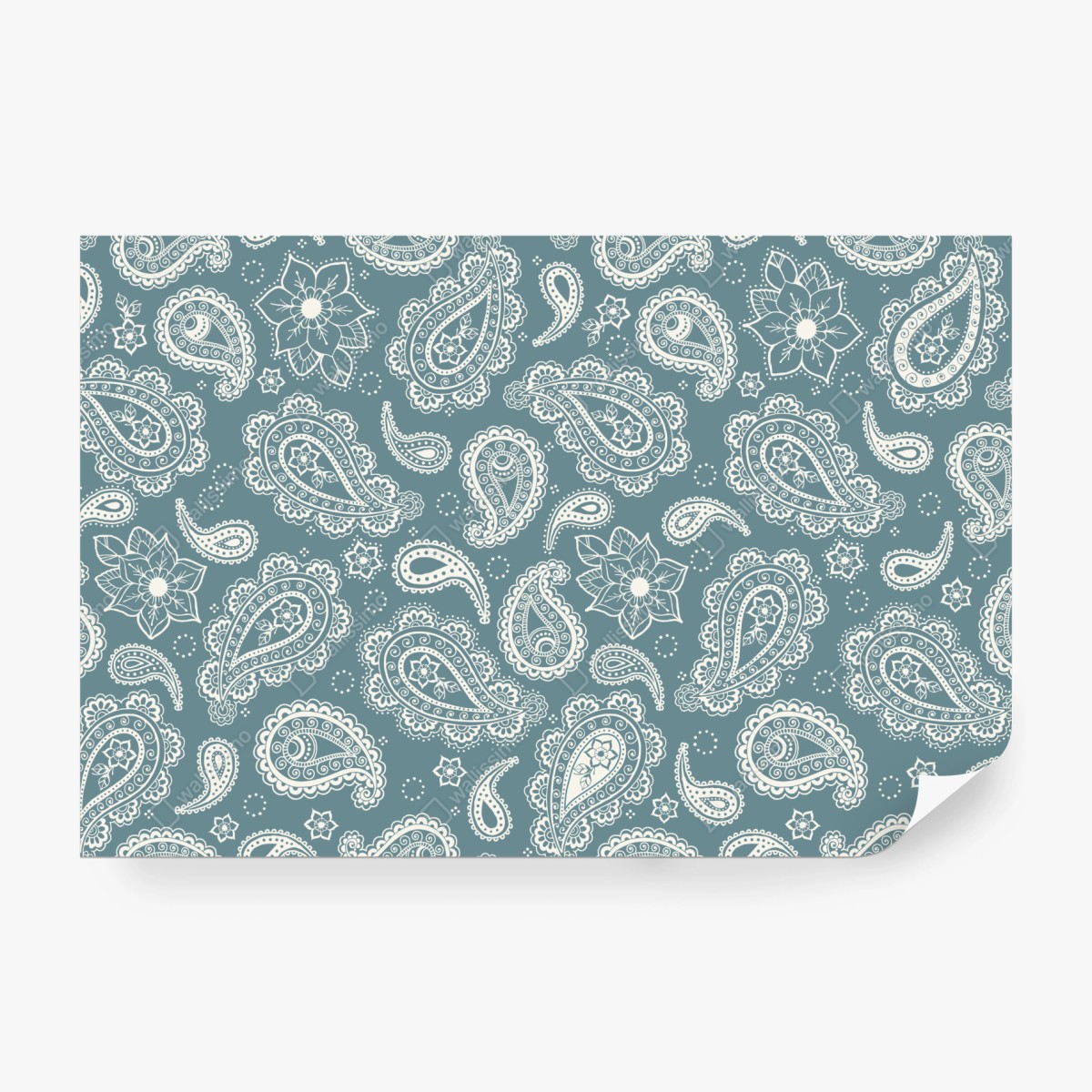 Fototapete türkis paisley muster mit blumendetails – Wallnifity®