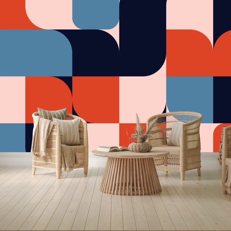 Fototapete kräftiges geometrisches retro-muster – Wallnifity®