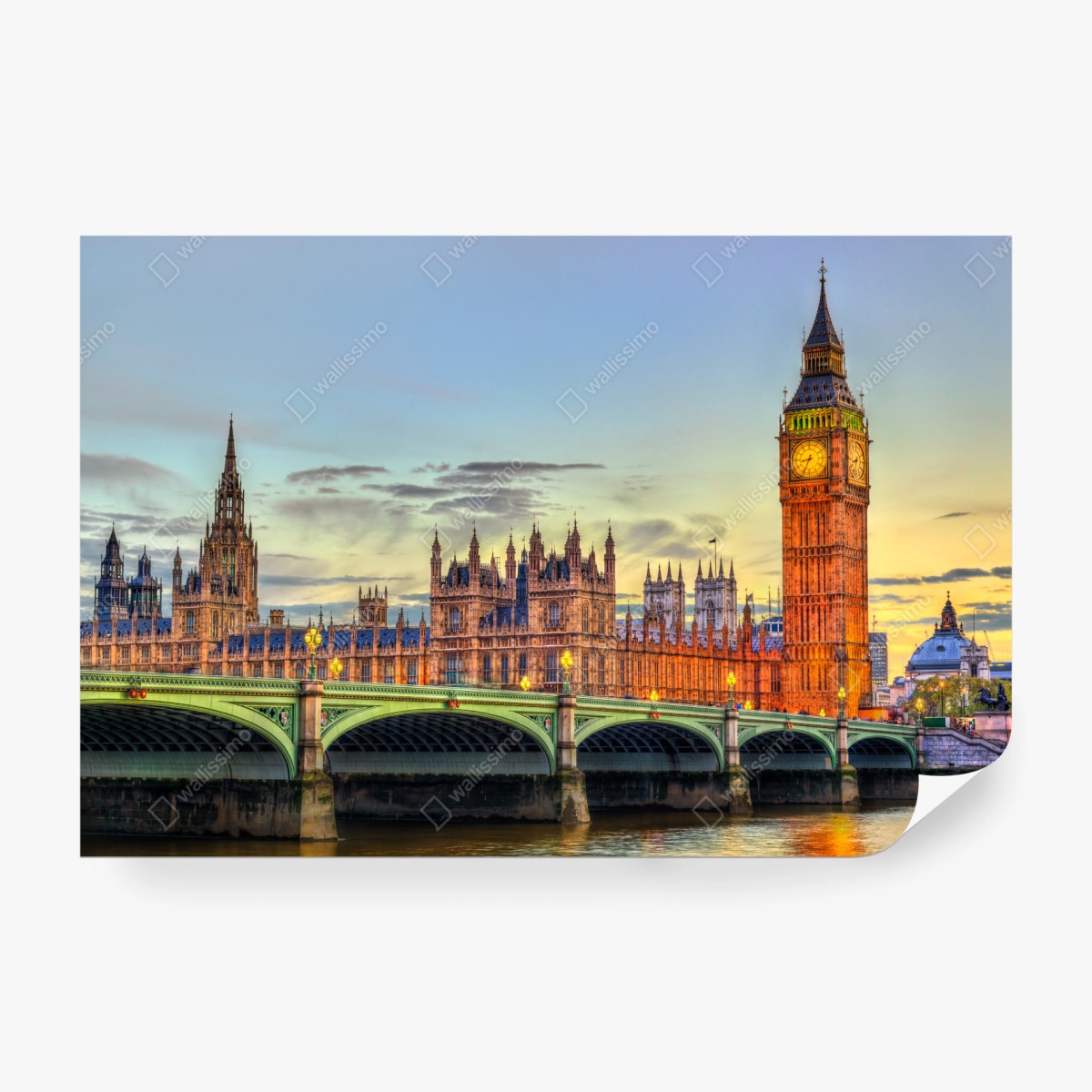 Fototapete sonnenuntergang über London: Big Ben und der Westminster-Palast – Wallnifity®