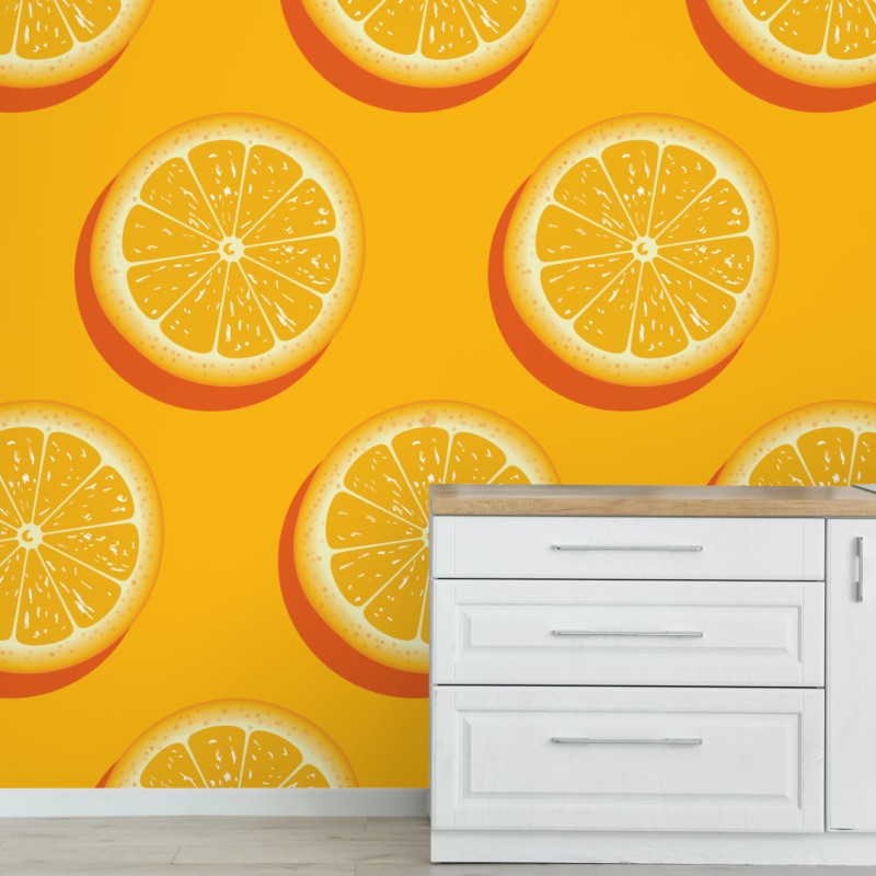 Fototapete lebhaftes muster mit orangenscheiben – Wallnifity®