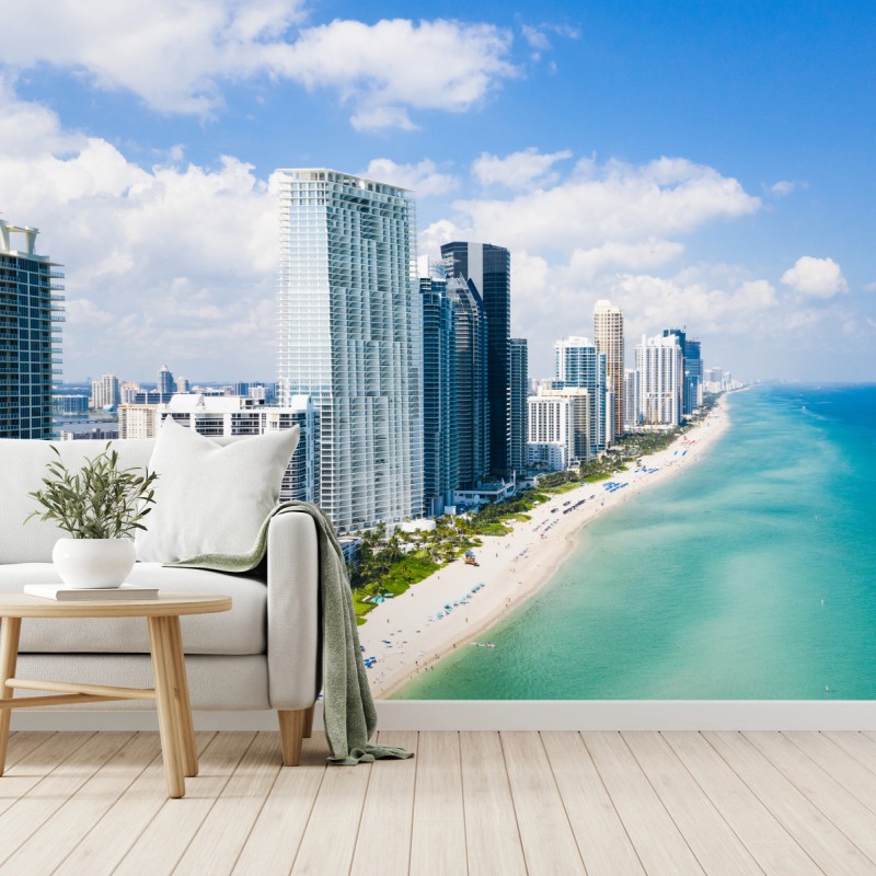 Fototapete türkisfarbene strand-skyline – Wallnifity®