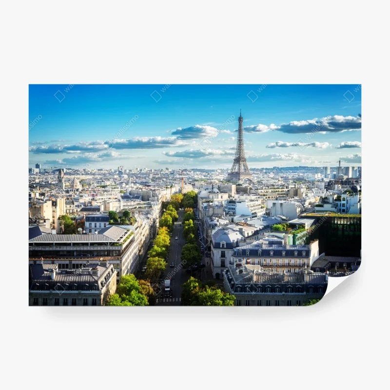 Fototapete panorama von Paris mit dem Eiffelturm