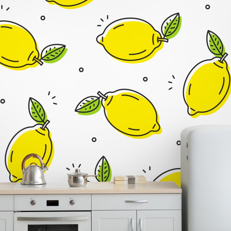 Fototapete sonniges zitronenmuster – Wallnifity®