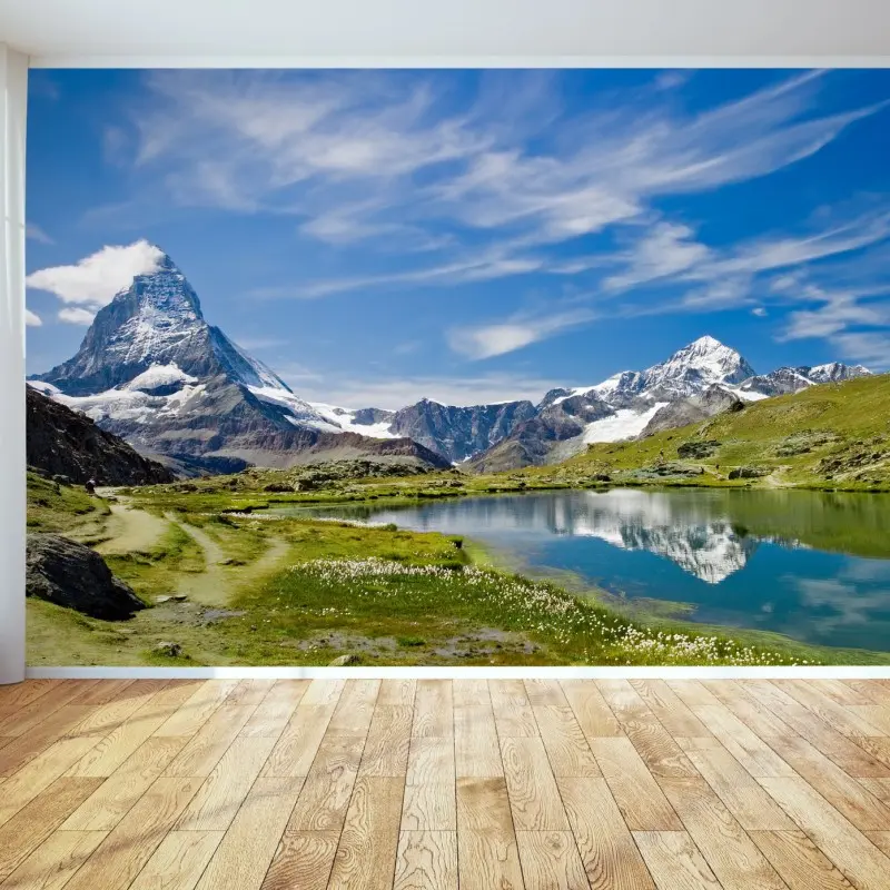 Fototapete alpensee mit bergspiegelung – Wallnifity® Fototapete alpensee mit bergspiegelung – Wallnifity®
