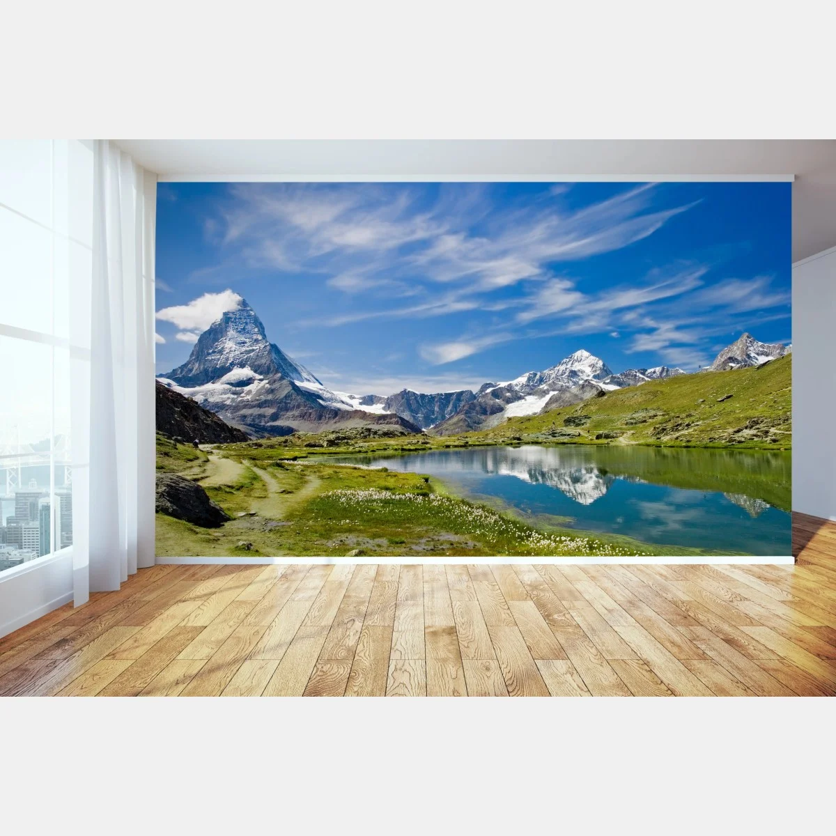 Fototapete alpensee mit bergspiegelung – Wallnifity® Fototapete alpensee mit bergspiegelung – Wallnifity®