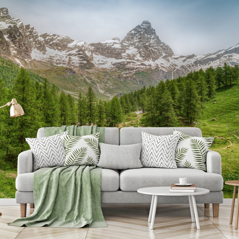 Fototapete türkisfarbener alpensee bei Cervinia – Wallnifity®