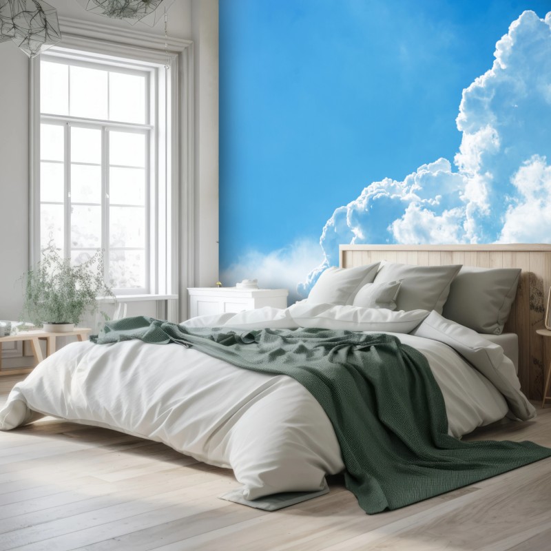 Fototapete sanfter blauer himmel mit fluffigen wolken – Wallnifity®