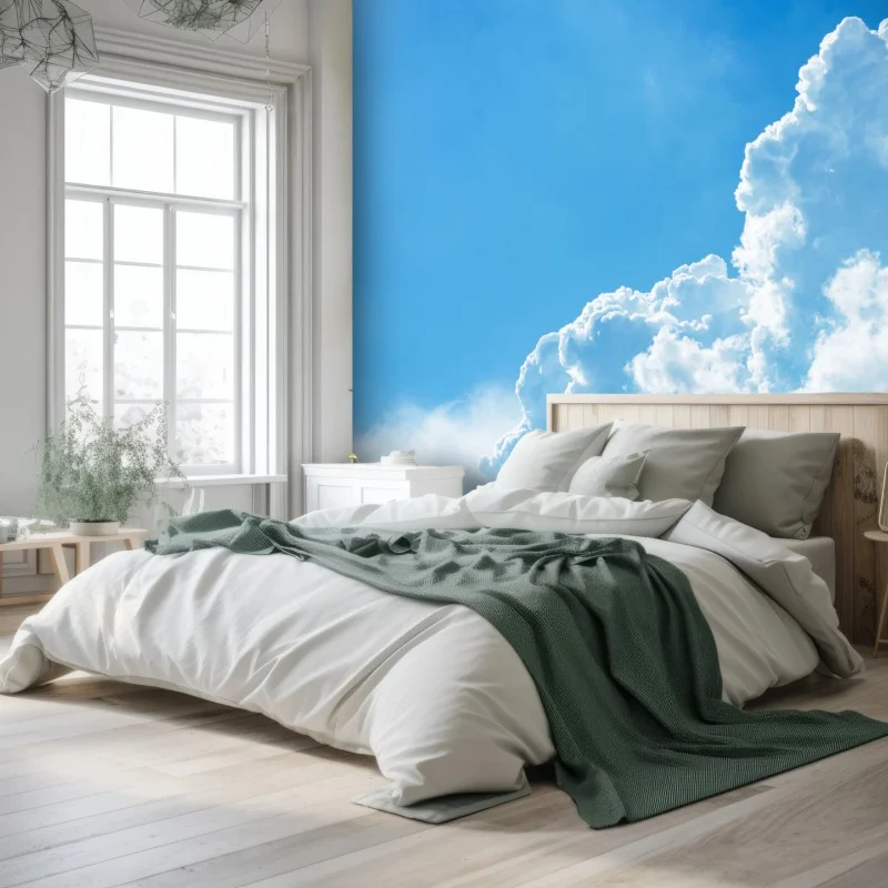 Fototapete sanfter blauer himmel mit fluffigen wolken
