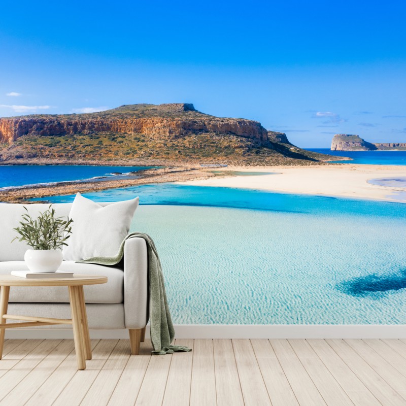 Fototapete türkisfarbene lagune mit felsinsel