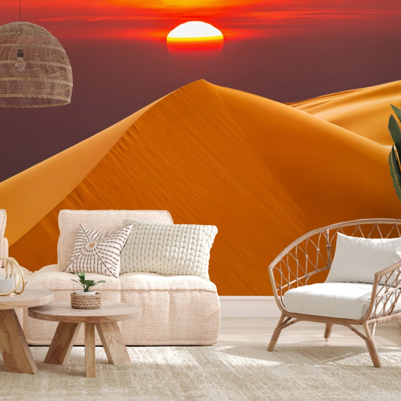 Fototapete goldener sonnenuntergang über sanddünen – Wallnifity®