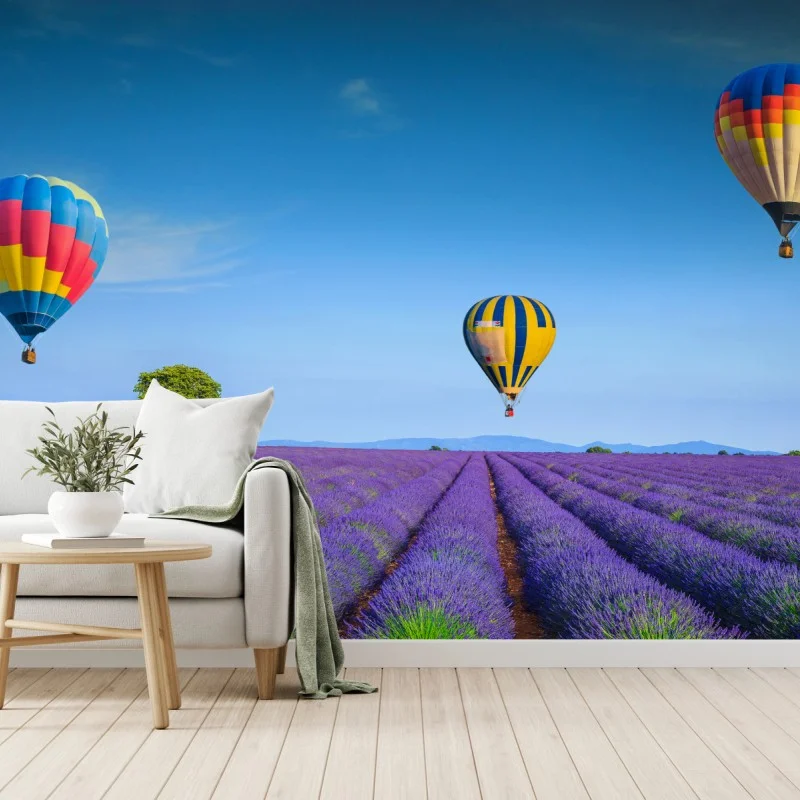 Fototapete lavendelfelder bei Valensole mit luftballons
