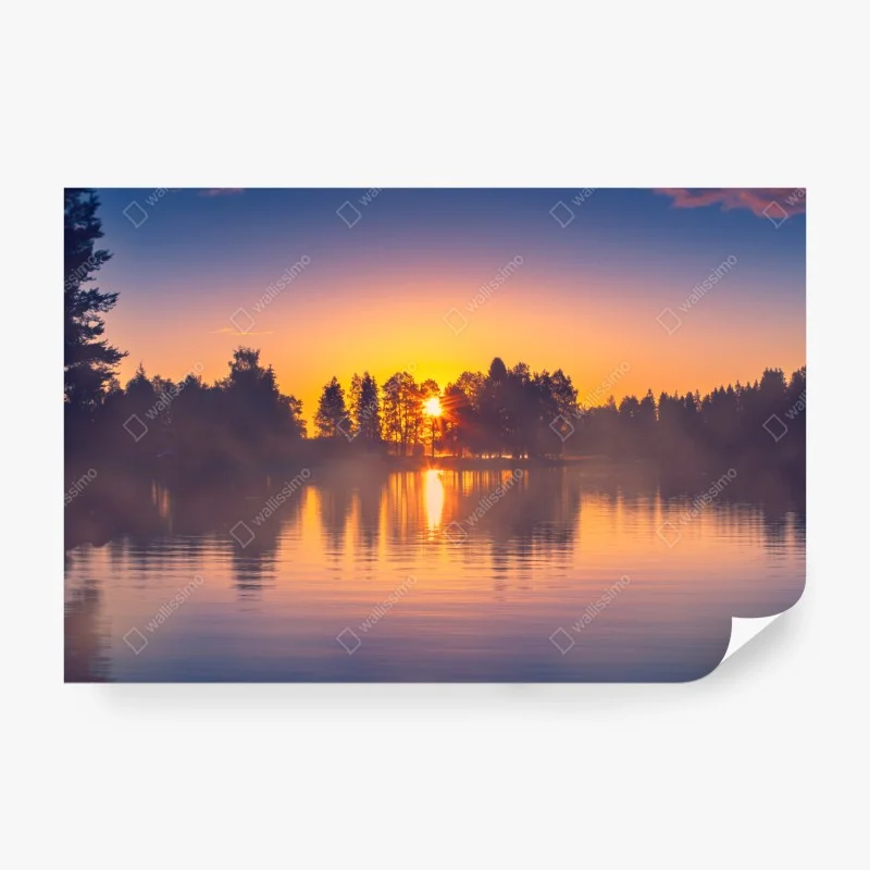 Fototapete tropischer sonnenuntergang mit palmen-silhouetten – Wallnifity®