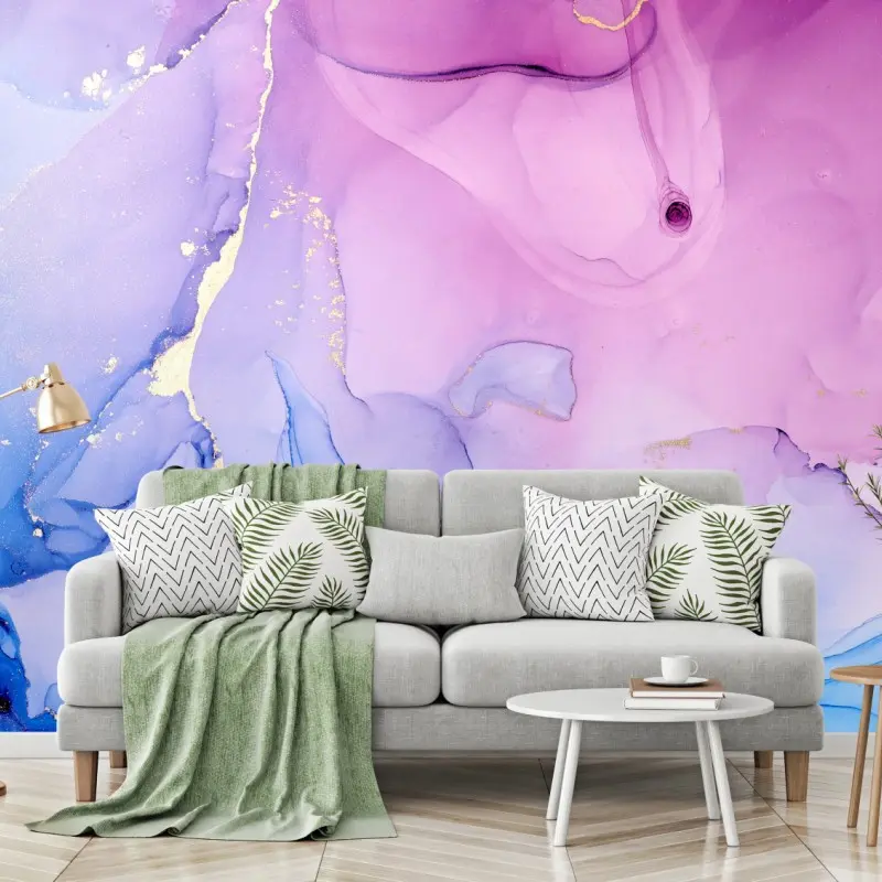 Fototapete rosa und blaue marmorierte abstraktion – Wallnifity®