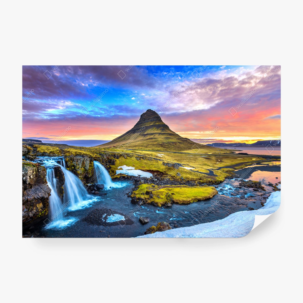 Fototapete Kirkjufell sonnenaufgang berglandschaft – Wallnifity®