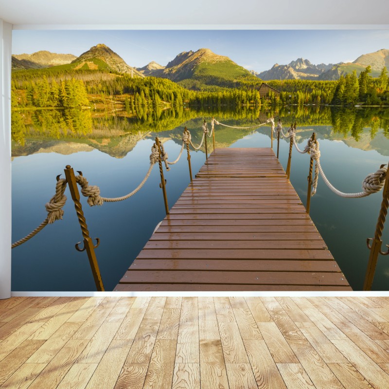Fototapete steg am see Strbske Pleso – Wallnifity®