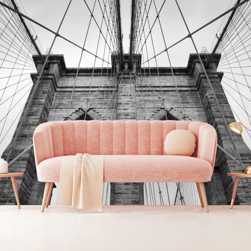 Fototapete monochrome hängebrücke aus grafischer perspektive – Wallnifity®