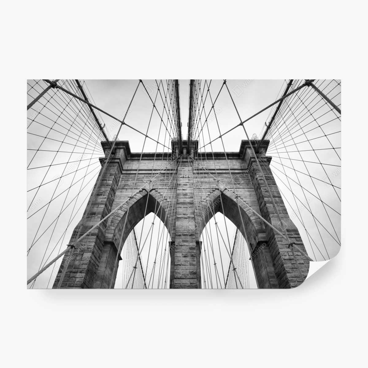 Fototapete monochrome hängebrücke aus grafischer perspektive – Wallnifity®