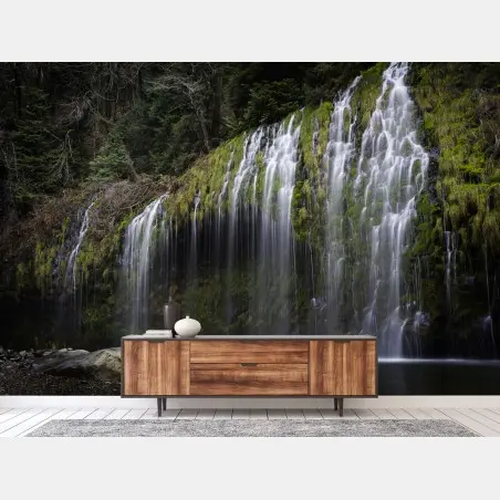 Fototapete moosiger wasserfall im wald – Wallnifity®