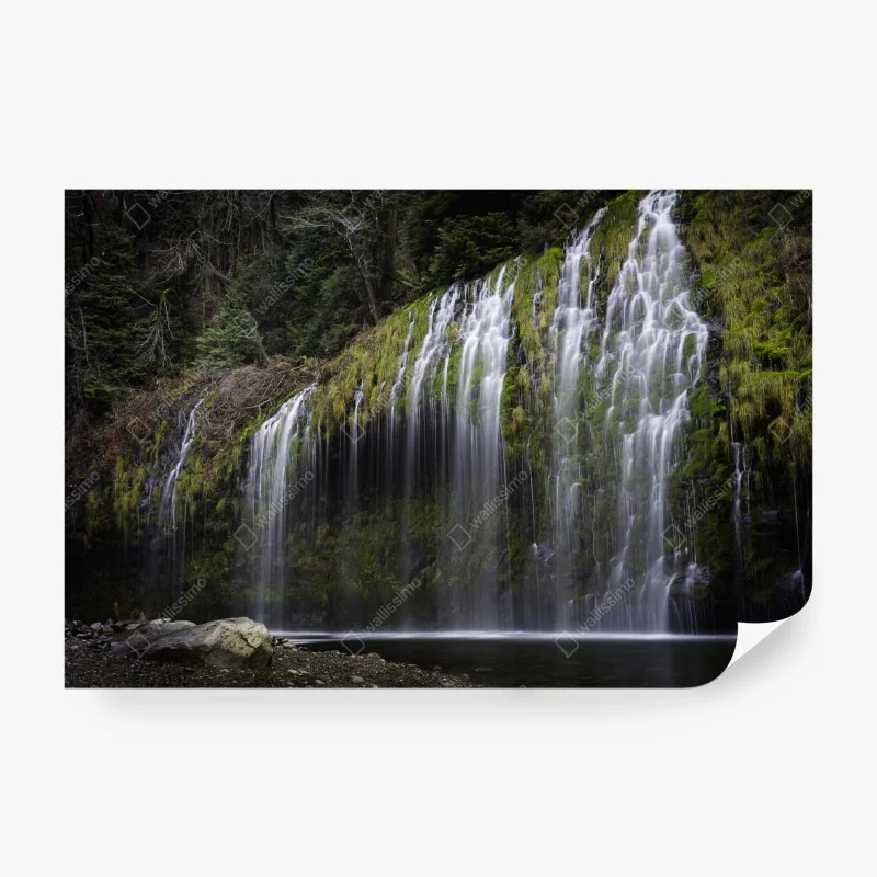 Fototapete moosiger wasserfall im wald