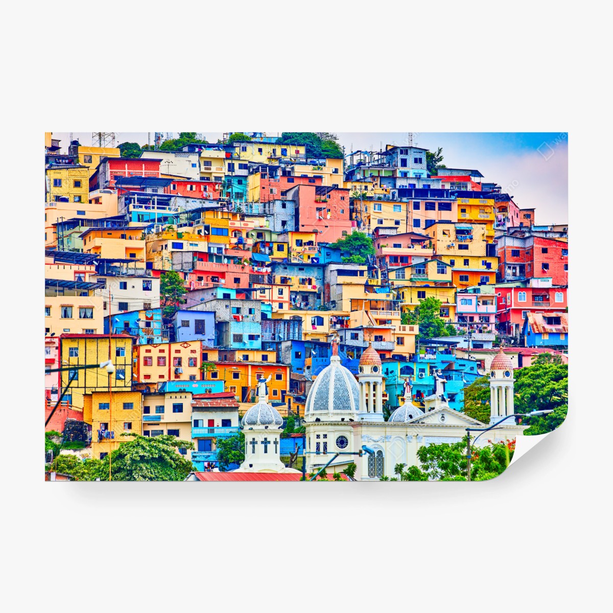 Fototapete bunte häuser von Las Peñas am Santa Ana hügel, Guayaquil – Wallnifity®