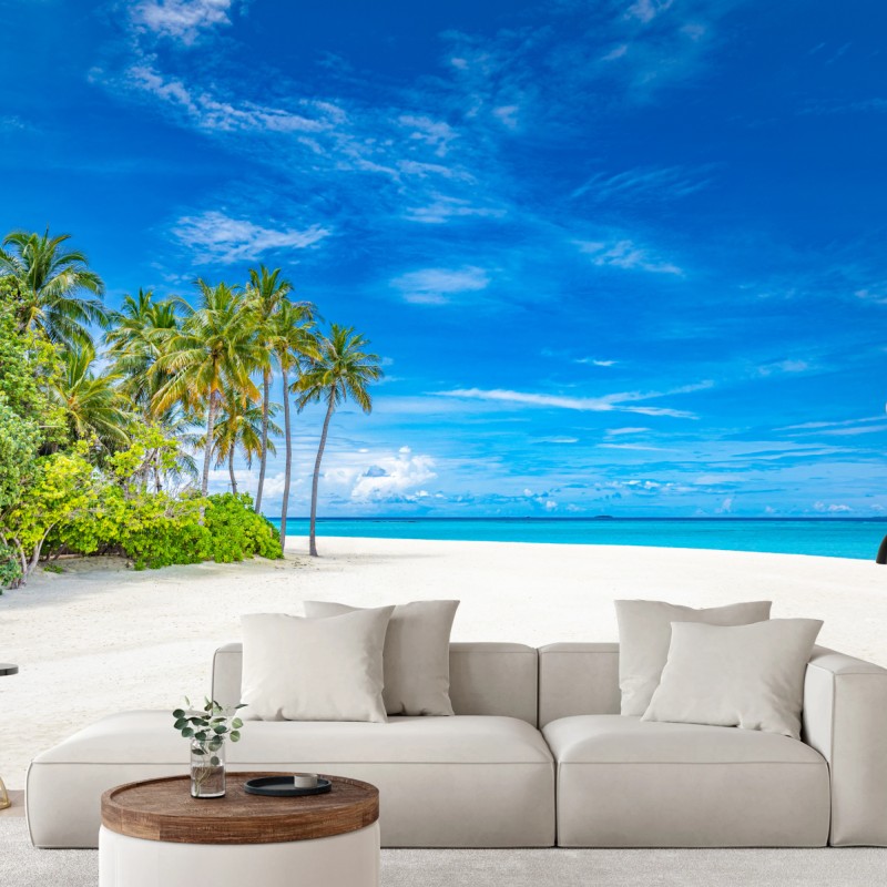 Fototapete tropischer strand mit palmen – Wallnifity®